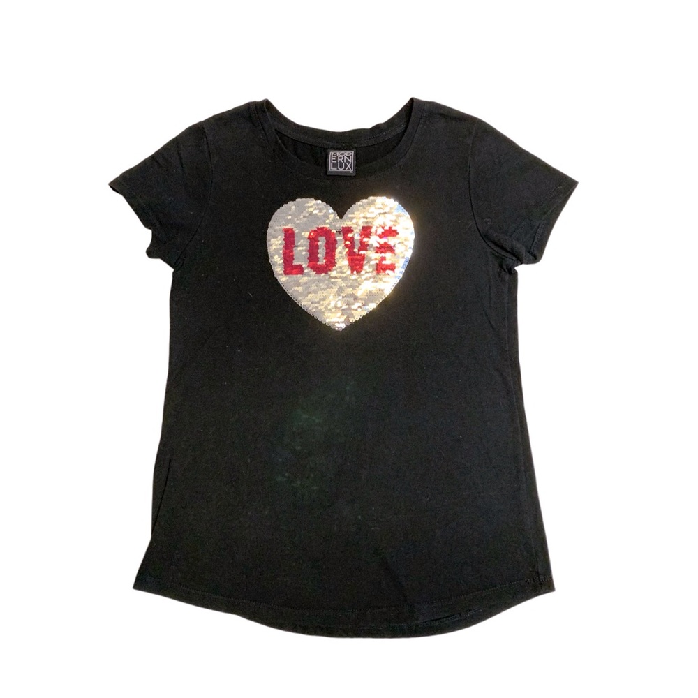Modern Lux Girls Flippable Sequin Tee Shirt Top Size Large (10/12)